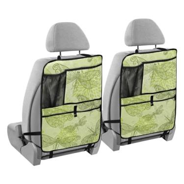 Imagem de Organizador de assento para banco traseiro, libélulas, verdes, flores, banco traseiro, organizador de armazenamento de carro para carro atrás do assento, tapetes com suporte para tablet