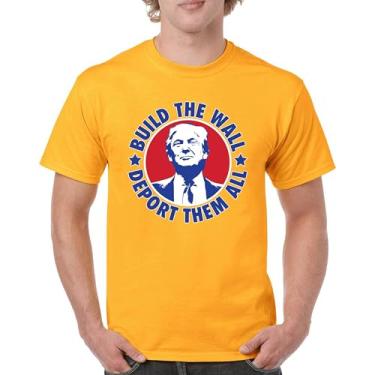 Imagem de Camiseta masculina Donald Trump 2024 Build The Wall Deport Them All MAGA America First FJB Republican President 47, Amarelo, M