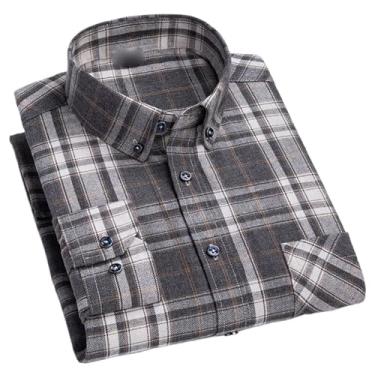 Imagem de Camisas casuais de flanela xadrez para homens outono inverno manga longa clássica xadrez camisa social roupas masculinas, Sm-07, XXG