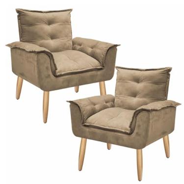 Imagem de Kit 2 Poltronas Decorativa para Sala de Estar Opala Platinum Decor Capuccino