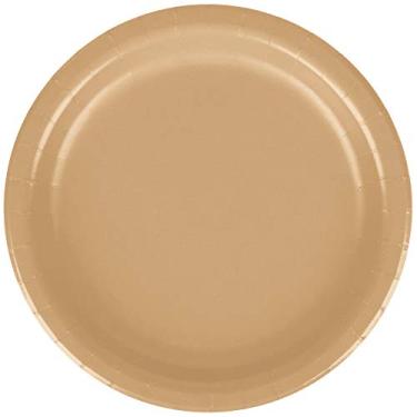 Imagem de Creative Converting Pratos de jantar redondos de papel de 22,5 cm de diâmetro, cor dourada brilhante, pacotes com 24 unidades