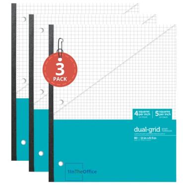Imagem de 1InTheOffice Caderno gráfico Graph Wireless, 21,5" x 28" Caderno de papel gráfico, cor azul-petróleo, pacote com 3