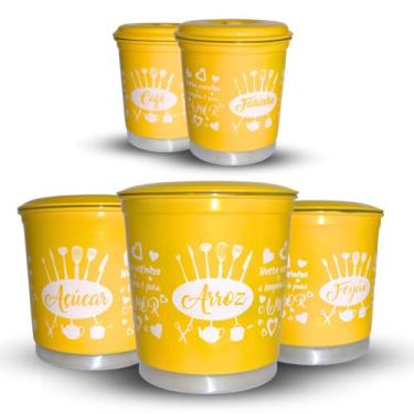 Imagem de Jogo Kit Lata Porta Mantimento em Aluminio Amarelo com Nome