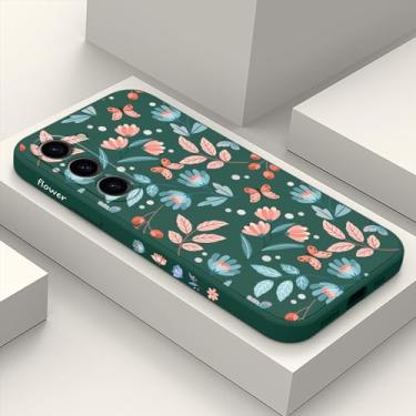 Imagem de LEECG Capa para Samsung Galaxy S23, capa para Samsung S23, design de padrão criativo, capa protetora fina de silicone para celular S23, 6,1 polegadas, verde escuro 1