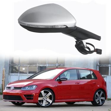 Imagem de Espelho retrovisor lateral adequado para Volkswagen VW Golf 7 MK7 2014 2015 2016 2016 Retrovisor lateral de passageiro, ajuste elétrico, seta, aquecimento, dobra elétrica, luz de chão