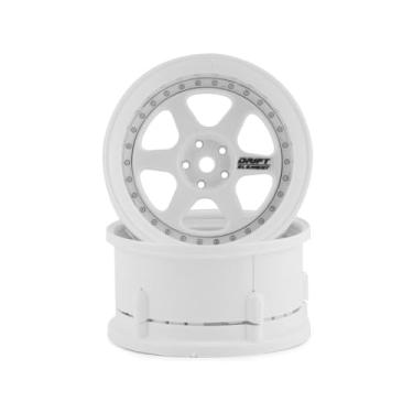 Imagem de DS Racing Drift Element 1/10 RC Drift Car Rims Wheels, Set of 2, 6-Spoke, Adjustable Offset, Compatible with Yokomo YD MD RD, MST RMX, Reve D RDX, Redcat RDS, HPI, Tamiya TT (Triple White)