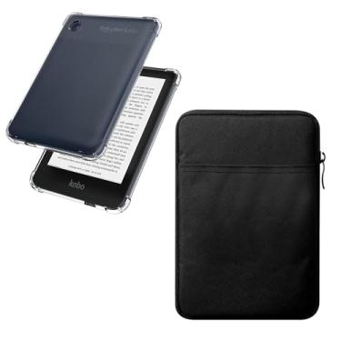 Imagem de enoxboo Cague e Saco de Pano Transparente para 6 "Kobo Clara 2e 2022 Lançado/Clara Color/Clara BW 2024 Lançado, Ultra Slim Soft E Matte Transparent Capa TPU Case Clear, Model:N365 and N506