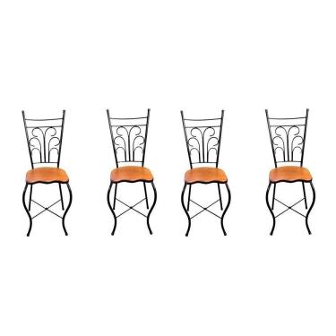 Imagem de Cadeira De Jantar Para Mesa De Chá Conjunto Com 4 Estilo Industrial Rustica Ferro E Madeira Artesanal