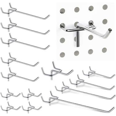 Imagem de JIURUN Kit de parede de quadro de metal com 100 peças, conjunto de ganchos de pinos, sortimento de ganchos para quadro de estacas, acessórios organizadores de placa de pinos, ganchos para pendurar,