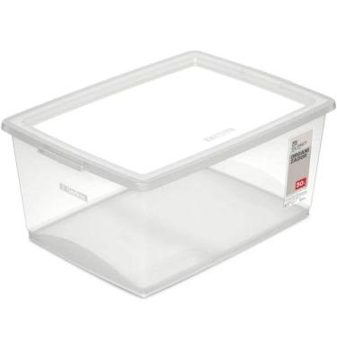 Imagem de Organizador Plástico com Tampa Click 30L Caixa Organizadora para Casa Escritório Lavanderia