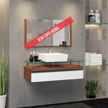 Imagem de Gabinete Banheiro 60cm Ametista Marrom/Branco