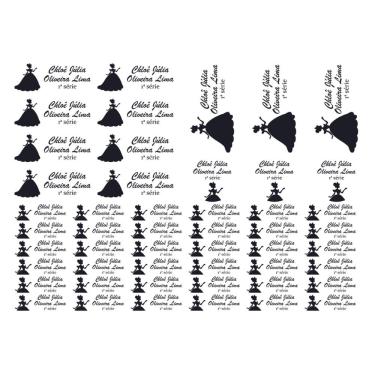 Imagem de Adesivo Etiqueta Escolar Personalizado Vinil Princesa 50UN