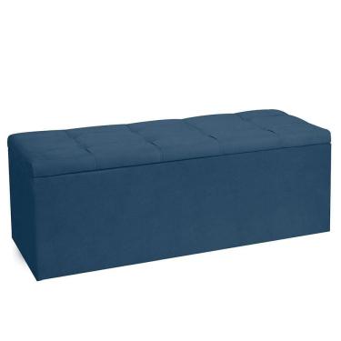 Imagem de Calçadeira Recamier Baú King 1,95m Roma Suede Azul Marinho - Pallazio