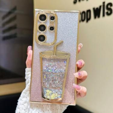 Imagem de Capa gradiente glitter 3D Cup areia movediça para Samsung S24 Ultra S23 S22 Ultra Bling Case para Galaxy S24 TPU macio capa de luxo fina, ouro SF, para Samsung S22