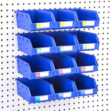 Imagem de Right Arrange Caixas de Pegboard – Pacote com 12 Azul Extra Grande – Ganchos para Qualquer Placa de Peg – Organize Ferragens, Acessórios, Bancada de Trabalho, Armazenamento de Garagem, Sala de Artesanato, Galpão de Ferramentas, Suprimentos para Hobbies e Peças