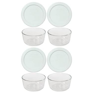 Imagem de Pyrex (4 tigelas de vidro 7202 e (4) tampas brancas 7202-PC