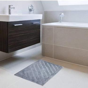 Imagem de Tapete Banheiro Lavabo Quarto Sala Porta Algodão Retangular Absorvente Macio 40x60 cm Minicasa (Azul)