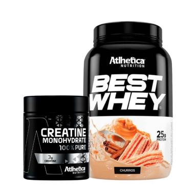 Imagem de Best Whey (900g) Atlhetica Nutrition - Churros + Creatina 100% Pure - Pro Series (300g) Atlhetica Nutrition