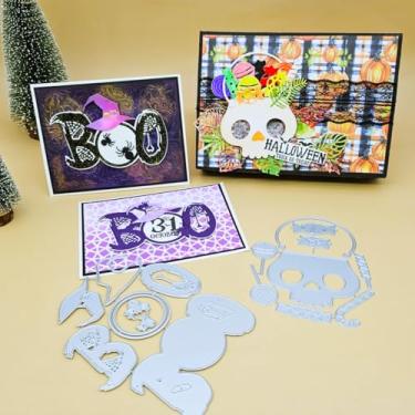 Imagem de Alinacutle 1 peça de Halloween Boo e 1 pç Pote de veneno de Bruxa de Halloween Crânio Frasco de Doces Corte de Metal para Artesanato em Papel Artesanal Fazer Cartões de Abóbora Feriado Cartões de