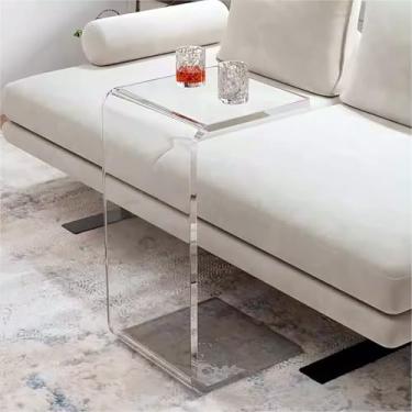 Imagem de Mesa lateral de acrílico em forma de C, mesa de centro de acrílico transparente para sala de estar, mesa de café transparente, mesa de lanche, mesa central moderna
