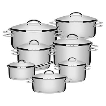 Imagem de Jogo de Panelas Solar 7 Peças em Aço Inox Fundo Triplo Tramontina
