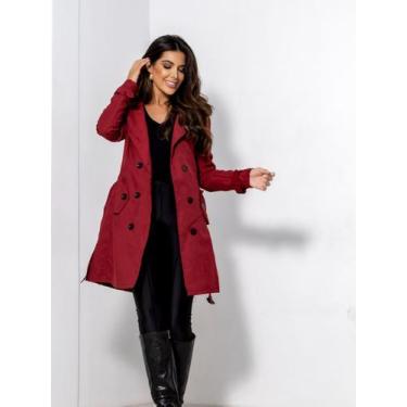 Imagem de Casaco Sobretudo Elegante Detalhe Bolso Trench Coat Forrado - Gisele F