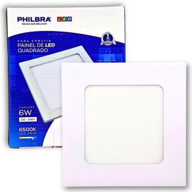 Imagem de Painel Plafon Embutir Luminária LED 6W Quadrado Branco Frio 6500K - Ph