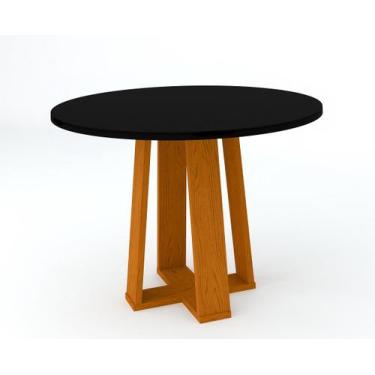 Imagem de Mesa de Jantar Redonda 4 Lugares Isabela Ype Preto MDF 100x100 - New C