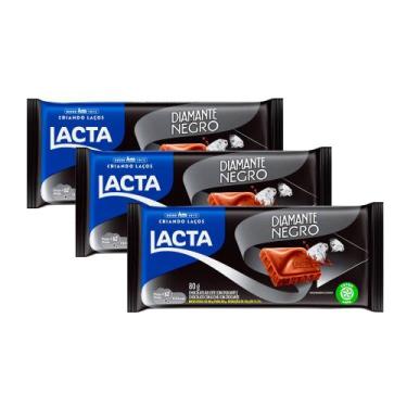 Imagem de Kit 3 Chocolate Lacta Diamante Negro 80g