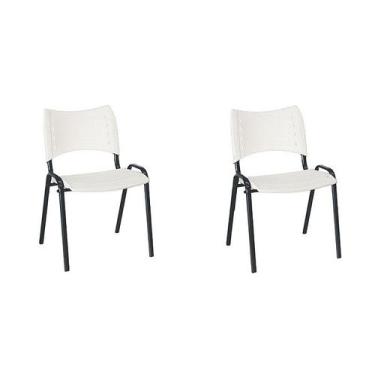 Imagem de Kit 2 cadeira empilhável iso fixa branca - MOVEIS VITORINO