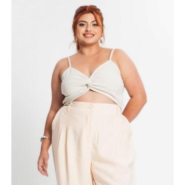 Imagem de Blusa Cropped Feminina Plus Size Secret Glam Bege, Plus G3, Bege