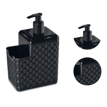 Imagem de Organizador De Pia Cozinha Porta Detergente Preto Praticidade Rattan S
