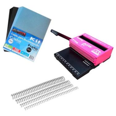 Imagem de Kit Encadernadora de wire-o Soft 2x1 + 100 Capas A4 e Wire-o