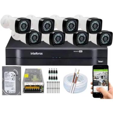 Imagem de Kit Cftv 8 Cameras Segurança Hd Dvr Mhdx Intelbras C/ HD