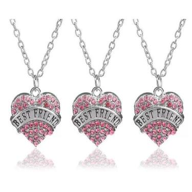Imagem de Colar Best Friends Amigas Bff Folheado Níquel - 3 Pçs - Milena Folhead