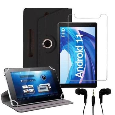 Imagem de Capa Preta Giratória + Película p/ Tablet Pritom 7 Polegadas - Commerc