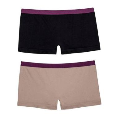 Imagem de Kit 2 Calcinhas Boxer DelRio 8291 Sem Costura, Preto, Quartz, M