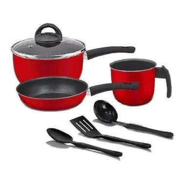 Imagem de Conjunto De Panelas Essencial Vermelho 6 Com Utensílios - Marpal