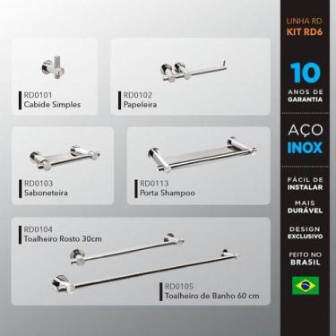 Imagem de Kit Acessórios Para Banheiros 5 Peças Inox - Kromus Kitrd6