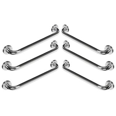 Imagem de Barra Alça Apoio 50cm Aço Inox Segurança Kit 6 Uni Idoso Pcd Acessibil
