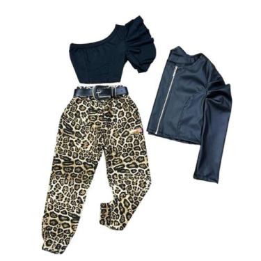 Imagem de Look Inverno Feminino Infantil Jaqueta  Cropped E Calça - AK FASHION K