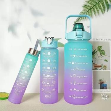 Imagem de Kit 3 Garrafas De Água Motivacional Booglee Cor Sortida 2 Litros 900mL