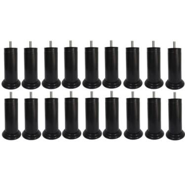 Imagem de Kit 18 Pe Cama Box Fixo Preto 12cm Plástico Com Parafuso Central - Jth