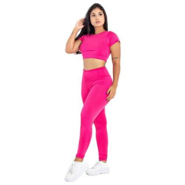 Imagem de Conjunto Feminino Fitness Top Manga + Calça Legging Basica  MAG853_901