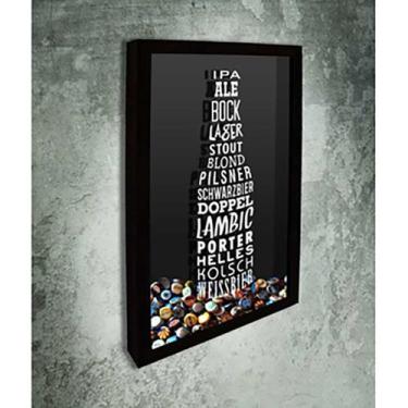 Imagem de Quadro Porta Tampinhas Tipos de Cerveja Garrafa - Quadro Novo, 30x40, 