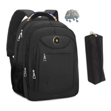Imagem de Mochila Reforçada Impermeável Preta Masculino/Feminino + Estojo - Bezz