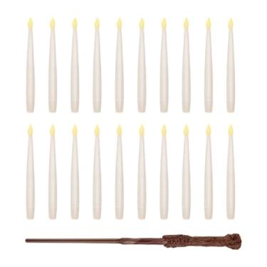 Imagem de Ioensy Velas flutuantes com controle remoto de varinha Velas sem Cônicas Lembrancinhas de aniversário Decoração suspensa Castiçais de LED para sala de, 20 Velas