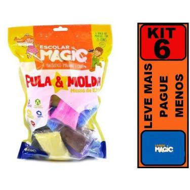 Imagem de Kit 6 Pacote Massa De Eva Pula E Molda 15 Cores Diferentes - Grupo Mag