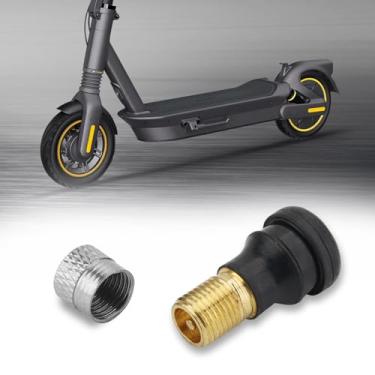 Imagem de YIBEICO Válvulas de ar sem câmara de vácuo para Segway para Ninebot Max, hastes de válvula de pneu sem câmara de ar, válvula de gás de roda de pneu sem câmara com substituição de tampa de alumínio