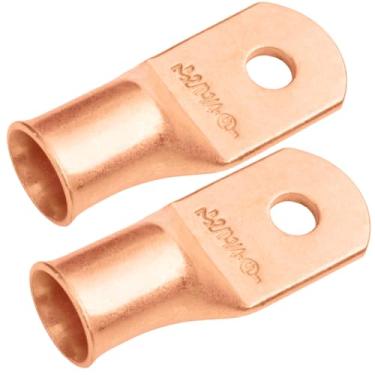 Imagem de Selterm 2/0 AWG 0,63 cm (2 peças.) UL, parafusos de fio resistentes, extremidades de cabo de bateria, ilhós de cobre nu, conectores de terminal de anel tubular [B75]